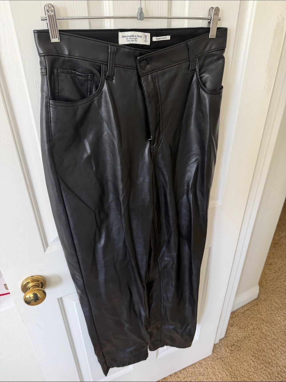 Abercrombie & Fitch Black Vegan Leather High-Rise Pants
